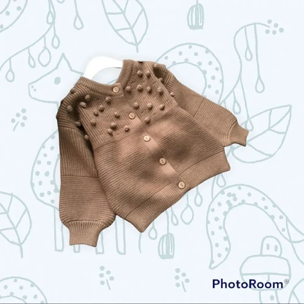 Knitted Girls Cardigan Coat Jacket Woolen Cotton Girls Sweaters Winter Spring